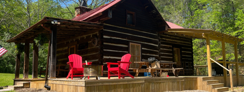 off grid log cabin